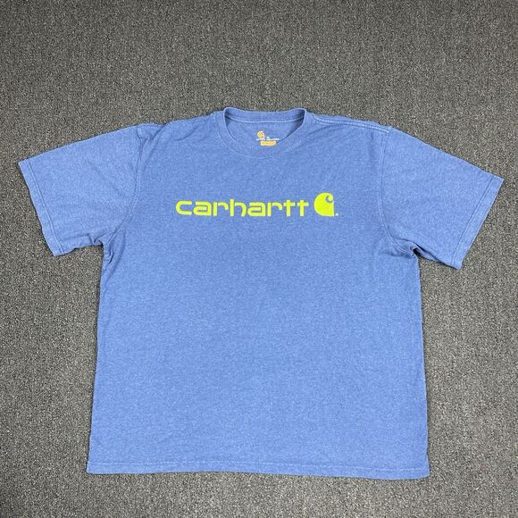 Carhartt T-Shirt Adult Blue Green Logo Work Wear Heavyweight Casual Size XL - Picture 1 of 5